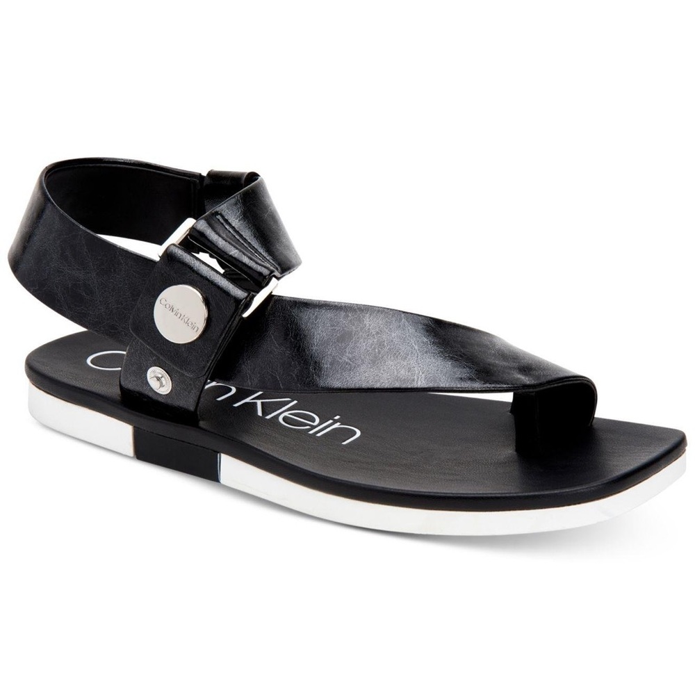 Calvin Klein Black Rikki Flat Sandals